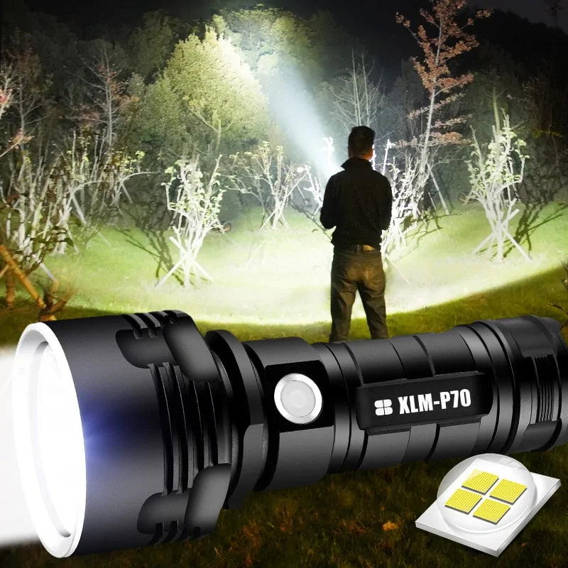 SHEN Ultra Powerful LED Flashlight: USB Rechargeable, Waterproof, Linterna