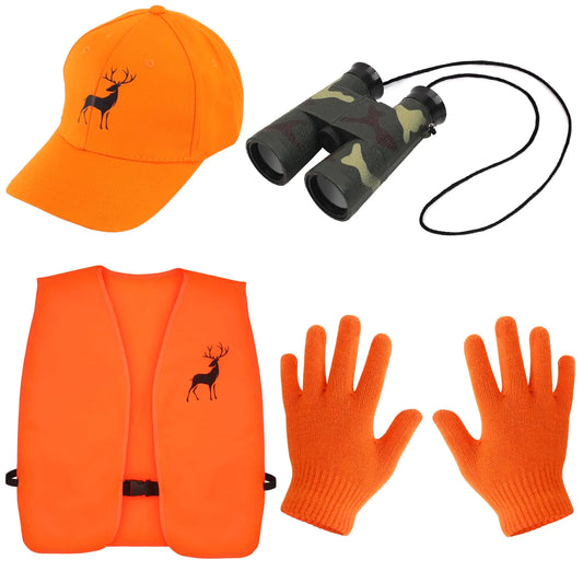 Yewong Kids Blaze Orange Hunting Costume Set Reflective Hunting Safety Vests and Beanie Set for Outdoor Hunting Hiking (Orange-Baseball)