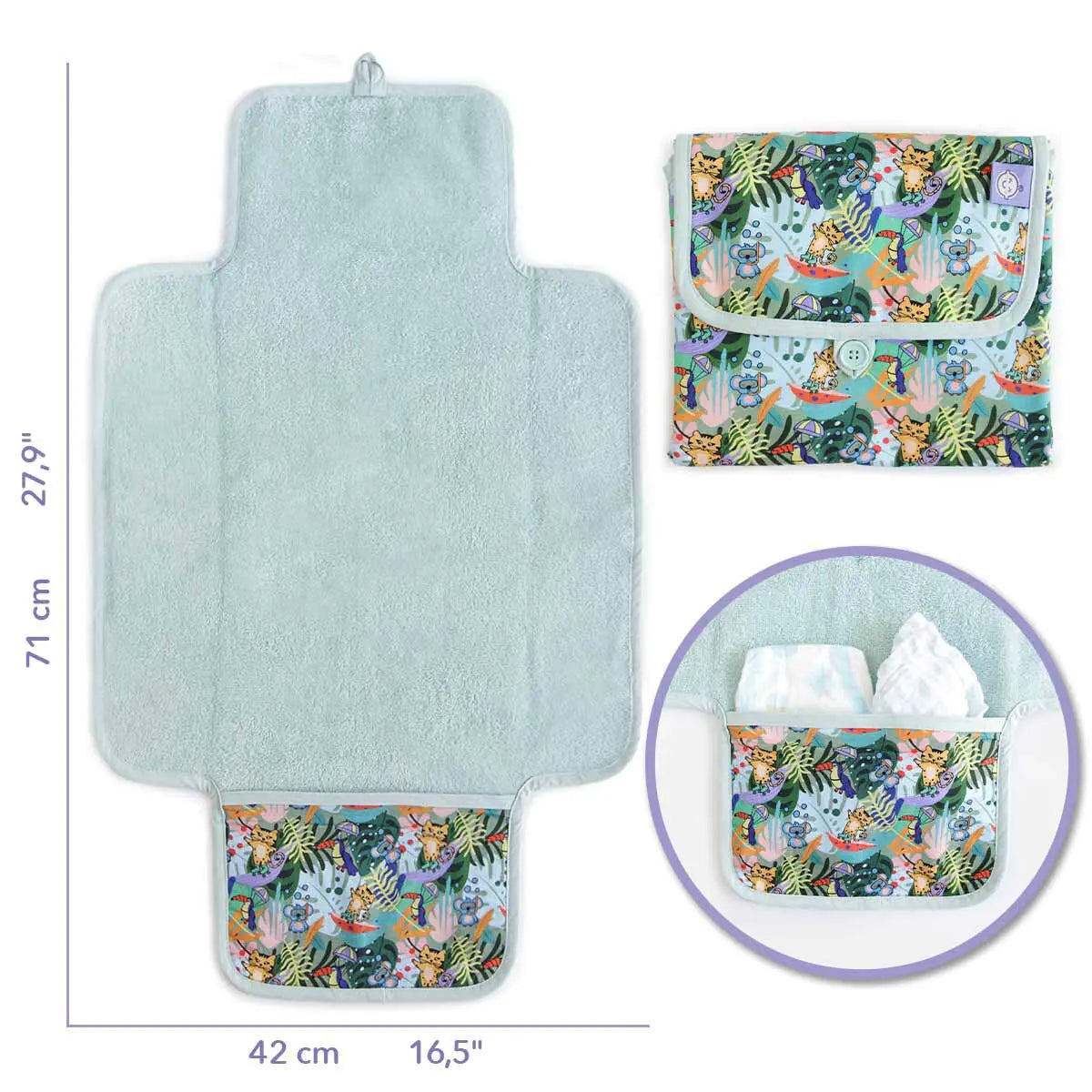 Milk&Moo Jungle Friends Baby Diaper Changing Pad