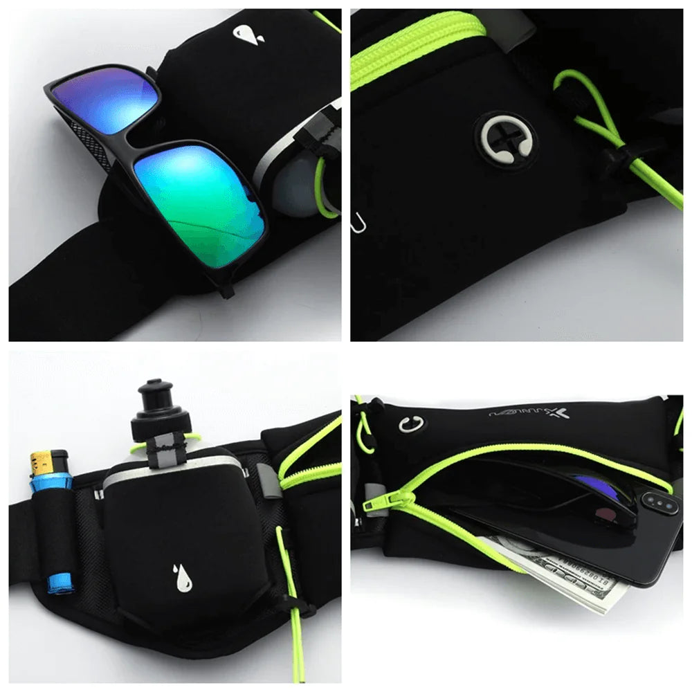 Multifunctional Running Belt With Bottles Multiple Pockets