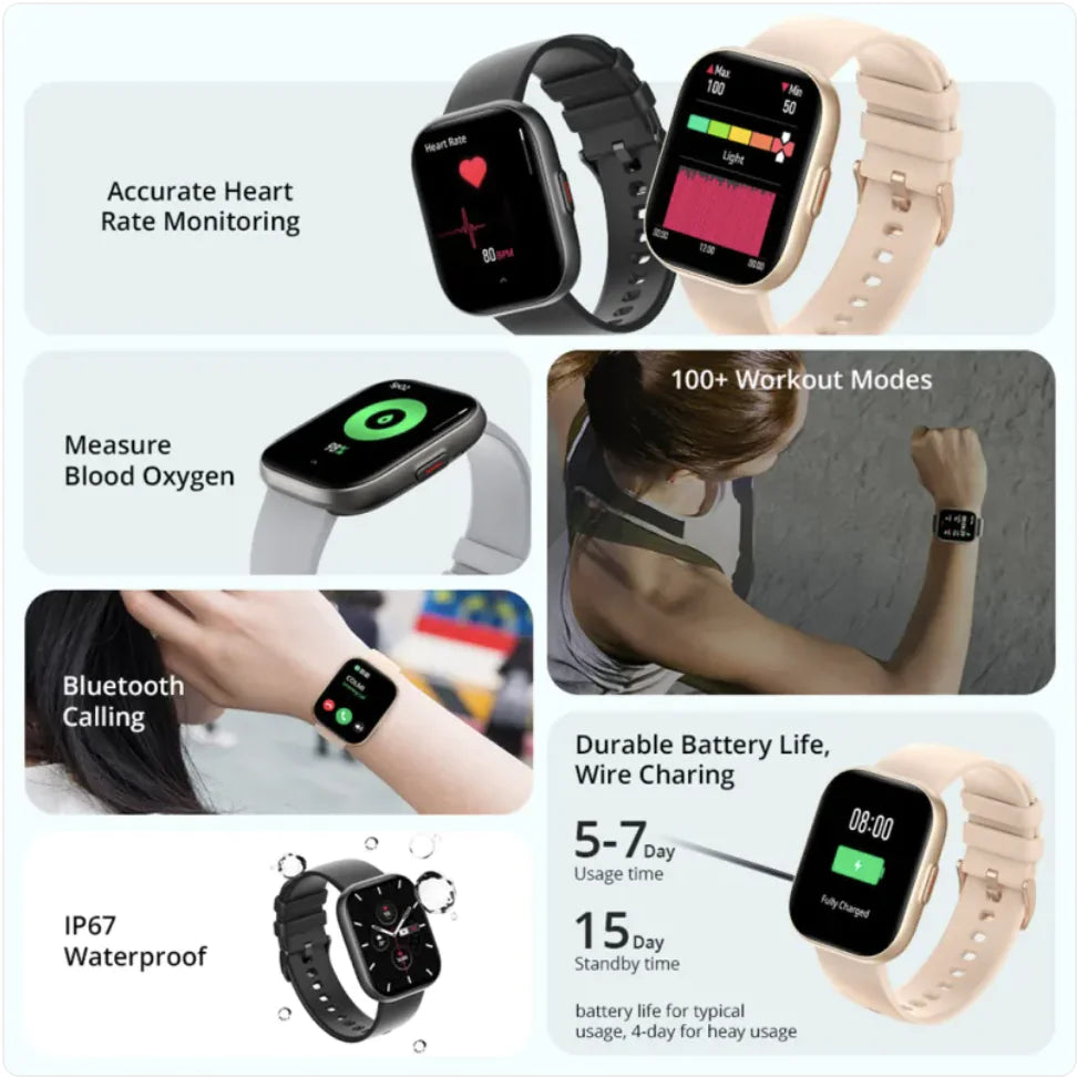 High-End Smart Watch with Heart Rate Monitor & Step Counter