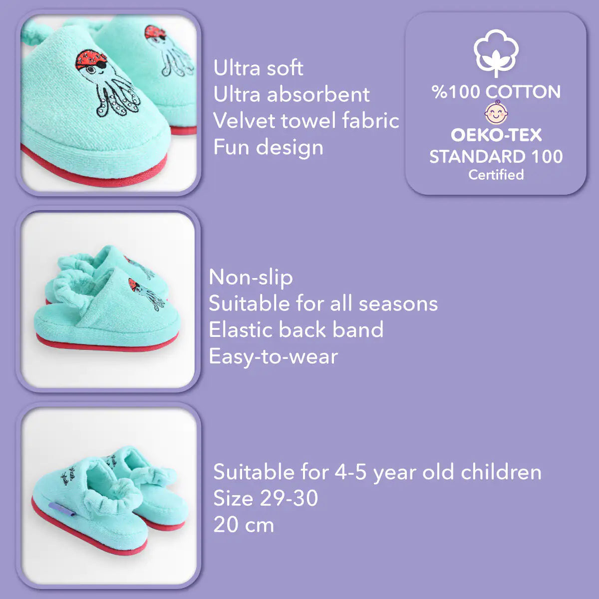 Milk&Moo Kids House Slippers Sailor Octopus