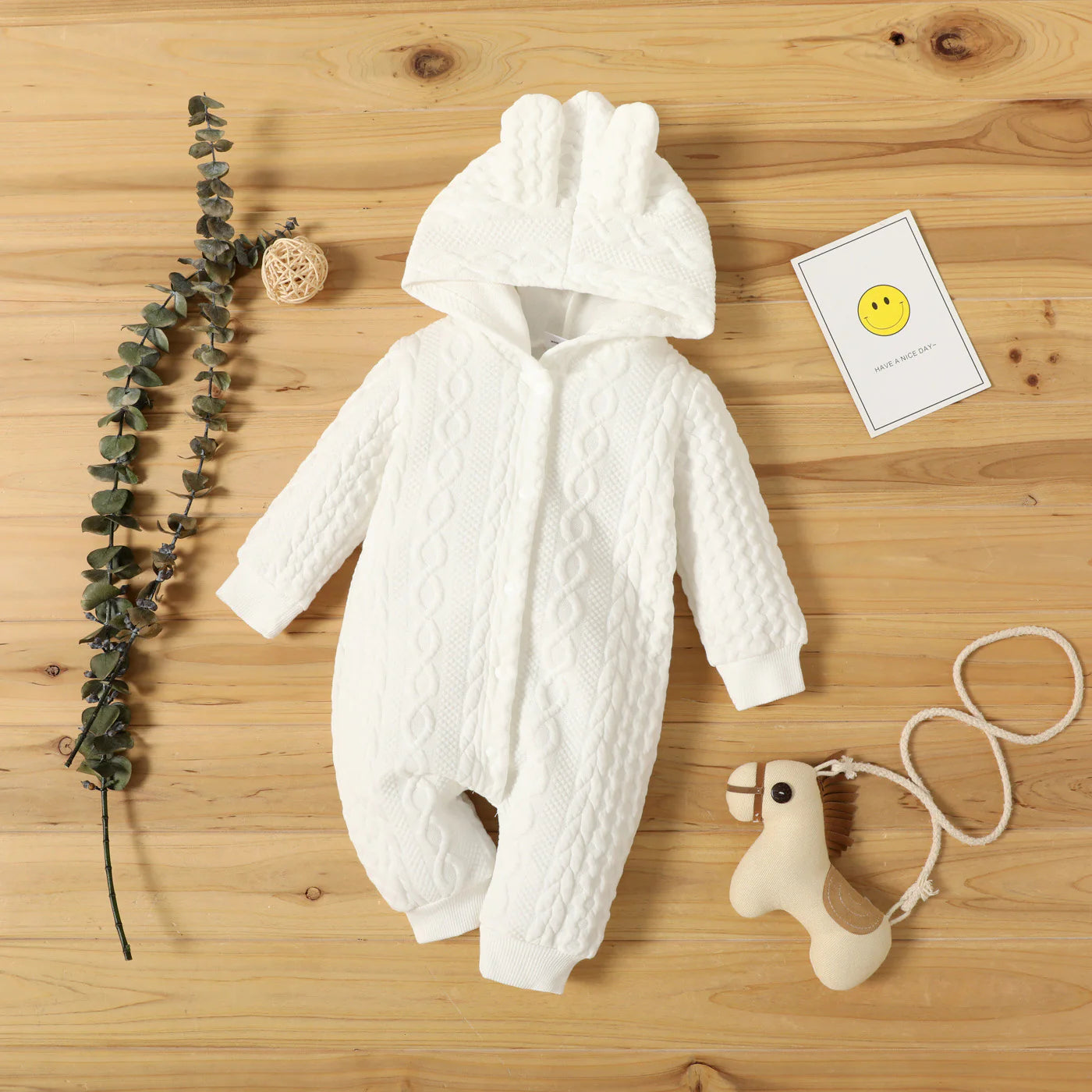 Baby Girl Hooded Long Sleeve Romper