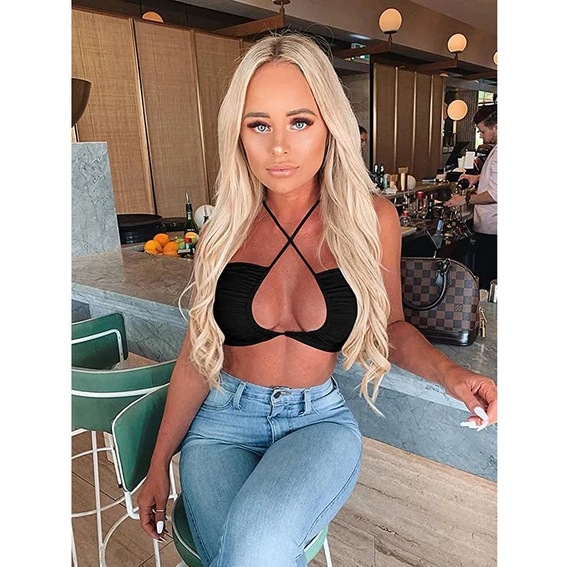 2024 Women's Sexy Sleeveless Hollow Tie Off Shoulder Top