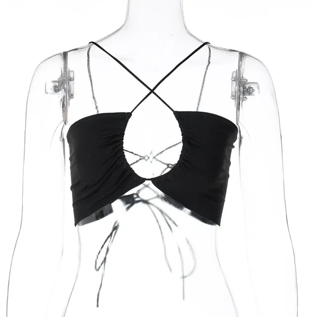 2024 Women's Sexy Sleeveless Hollow Tie Off Shoulder Top