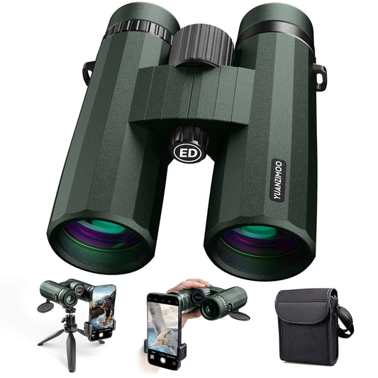 12x42 Binoculars for Adults High Powered Binoculars Waterproof Compact Binoculars with Low Light Night Vision for Hunting Outdoor Sports Concerts Bird Watching Green