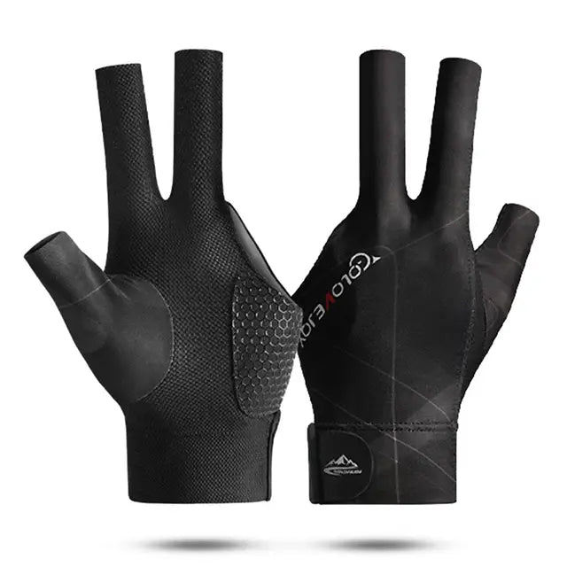 Open Finger Billiard Pool Gloves Adjustable Sticker Polyester Billiard Gloves Portable Lightweight Reusable Training Accessories