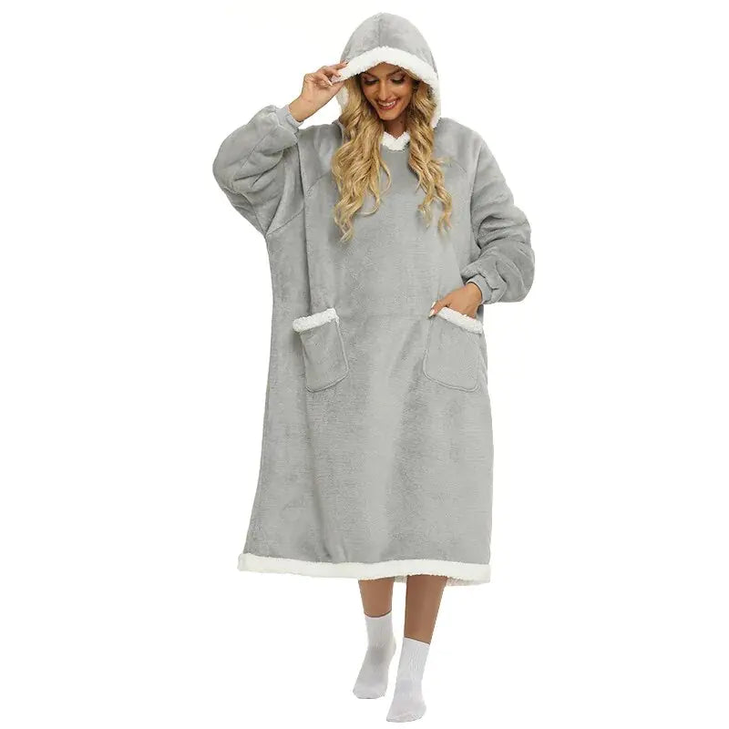 Super Long Flannel Blanket with Sleeves Winter Hoodies