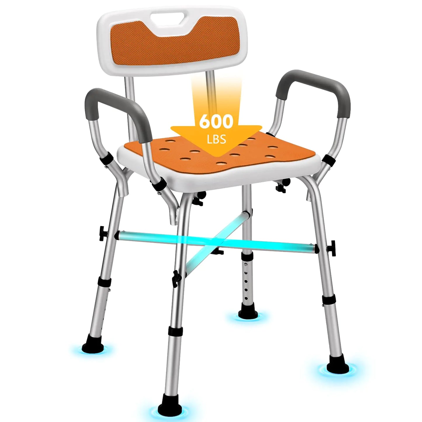 Shower Chair for Inside Shower 600 lbs Heavy Duty Shower Chair for Elderly and Disabled Height Adjustable Shower Chair with Arms and Back Bath Chairs for Seniors Adults Handicap