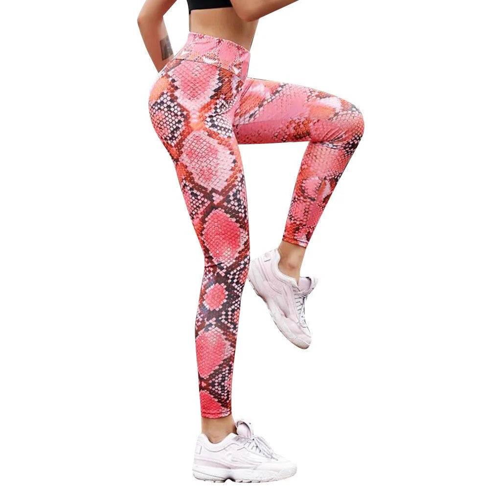 High Waisted Snake Print Bum Scrunch Legging