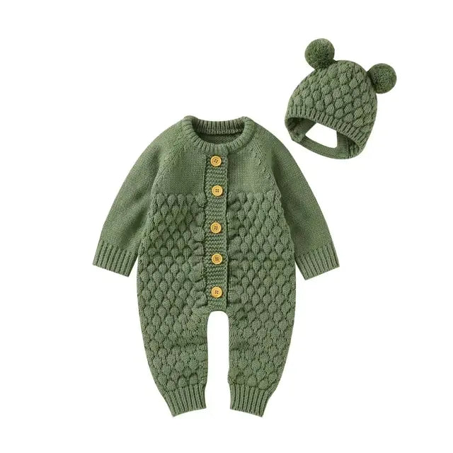 Baby Knit Set - Romper, Beanie, Mittens & Booties