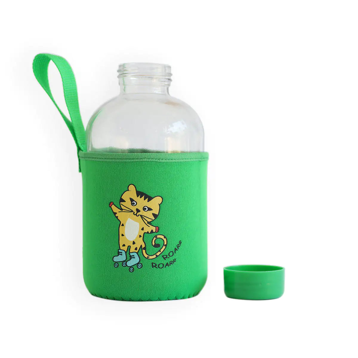 Milk&Moo Skater Cheetah Kids Glass Water Bottles 20 oz, 600 ml