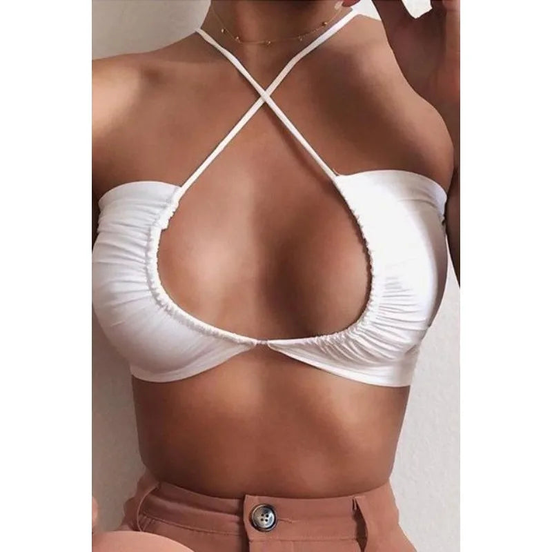 2024 Women's Sexy Sleeveless Hollow Tie Off Shoulder Top