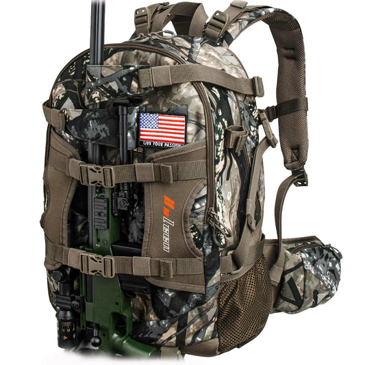 YVLEEN Hunting Backpack Waterproof Camo Hunting Packs for Men Durable Large Capacity Hunting Day Pack for Rifle Bow Gun