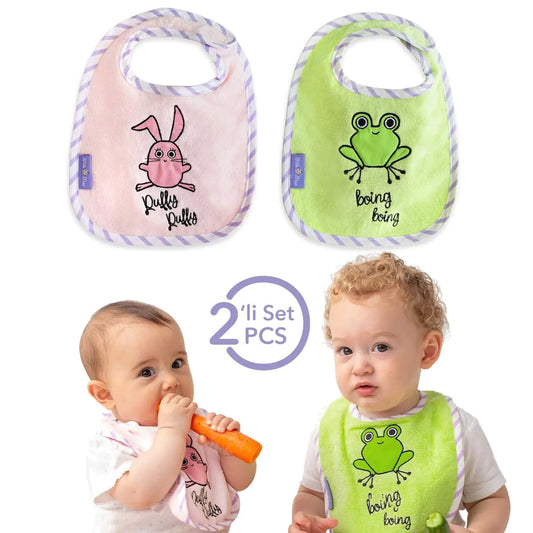 Milk&Moo Towel Bib Set of 2 Sprat Frog and Chinchilla