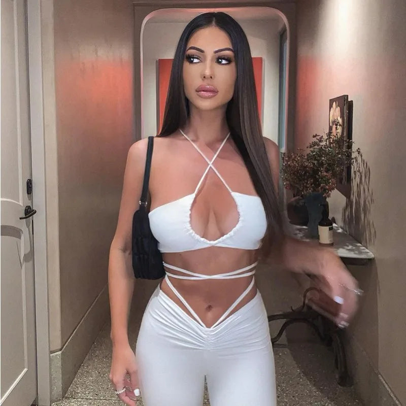 2024 Women's Sexy Sleeveless Hollow Tie Off Shoulder Top