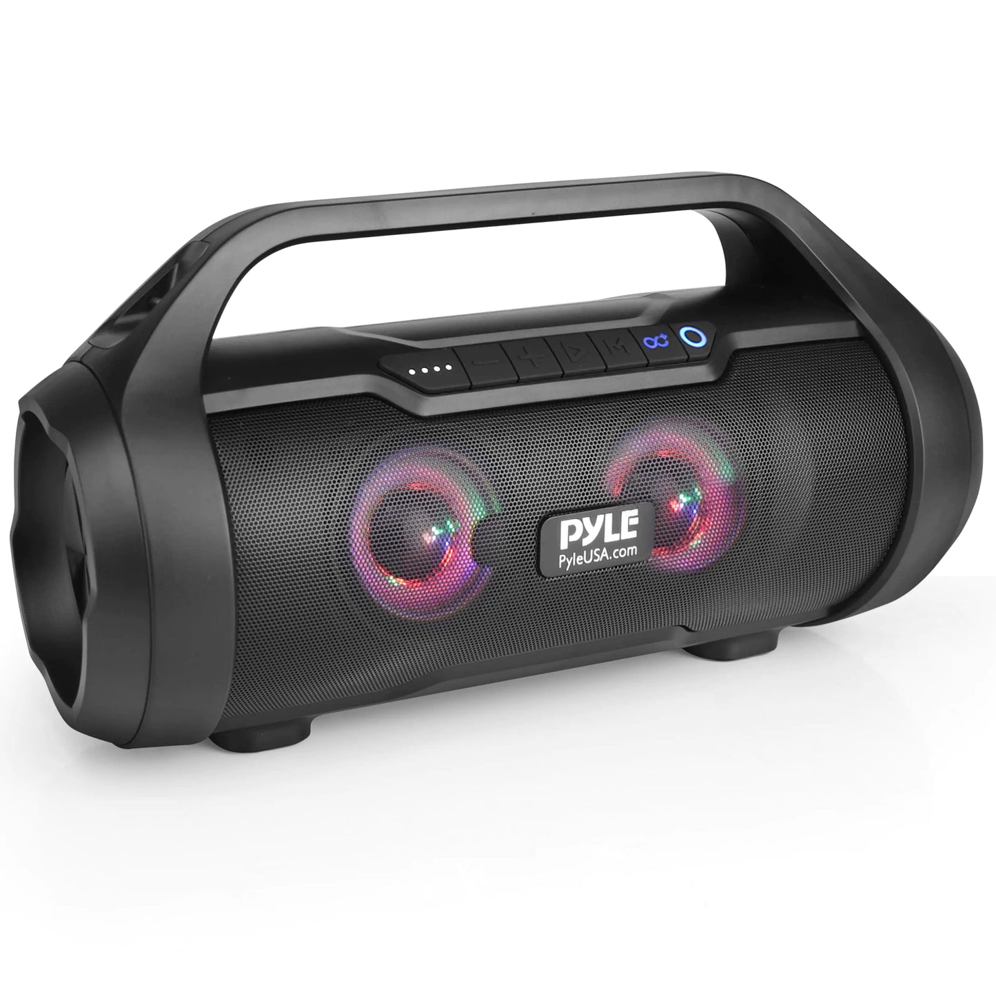 Pyle Wireless Portable Bluetooth Boombox Speaker - 40W Max 2.0CH Rechargeable Boom Box Speaker Portable Barrel Loud Stereo System with AUX Input/USB/SD/Fm Radio 3" Subwoofer Voice Control - PBMWP185